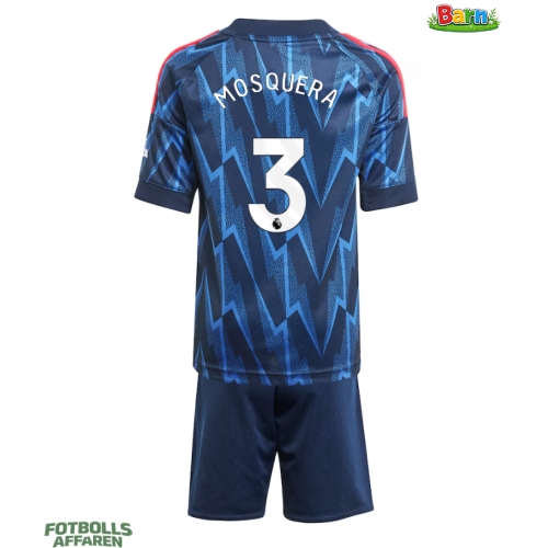Arsenal Cristhian Mosquera #3 Bortaställ Barn 2025-26 Kortärmad (+ Korta byxor)